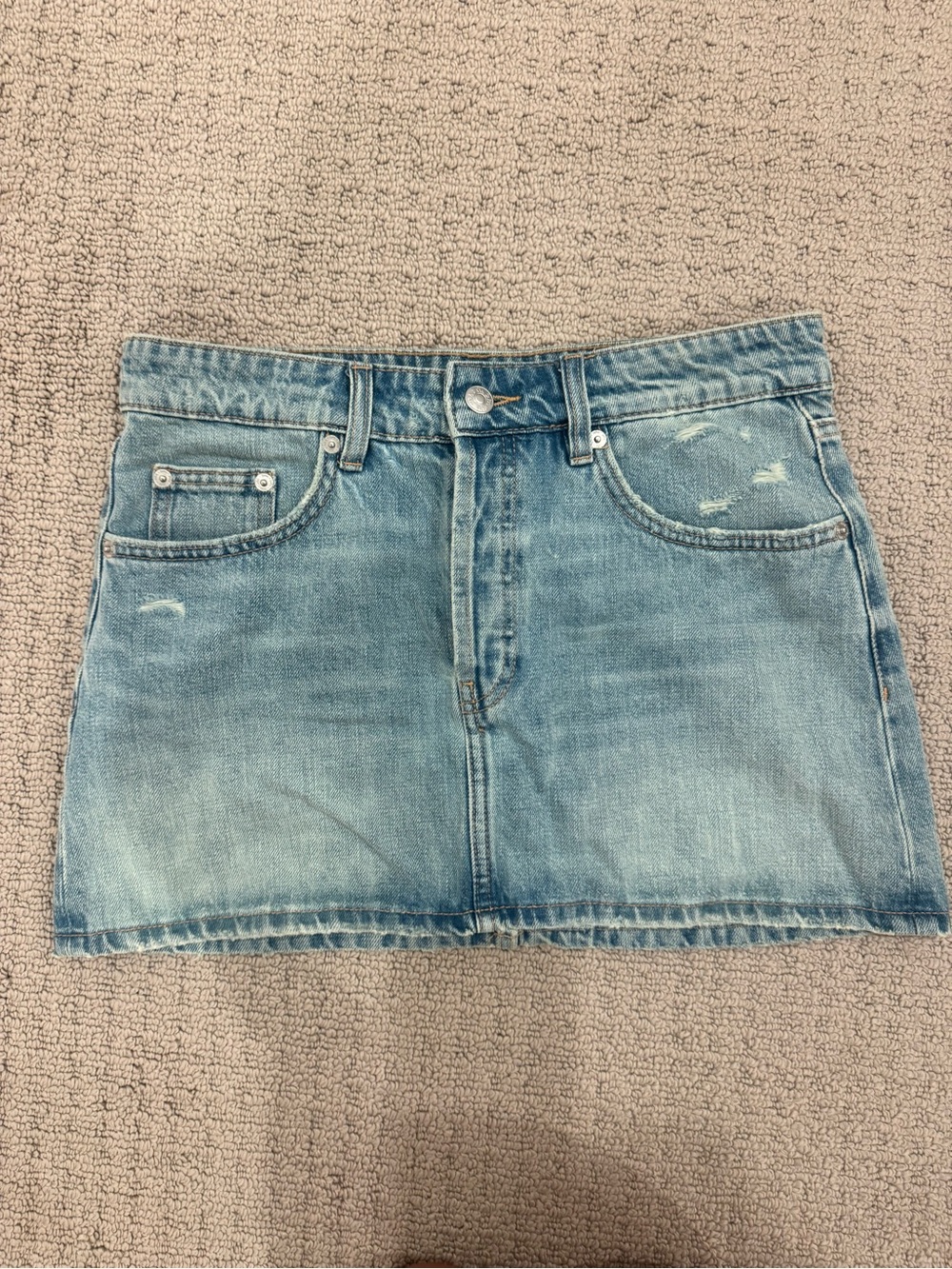 Zara Washed Light Blue Denim Mini Skirt